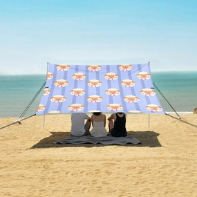 Beach Shade Tent with UPF50  UV Protection,Cute Sheep with Bows Lightweight Camping Sun Shelter for Outdoor,Camping Trips, Fishing, Backyard,Picnics,Easy Set Up and Carry 9x10.5 FT