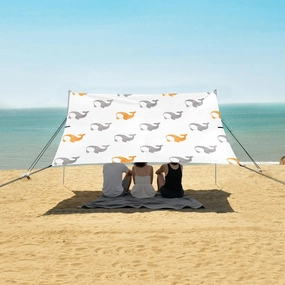 Beach Shade Tent with UPF50  UV Protection,Cute Whales Seamless Pattern Lightweight Camping Sun Shelter for Outdoor,Camping Trips, Fishing, Backyard,Picnics,Easy Set Up and Carry 9x10.5 FT