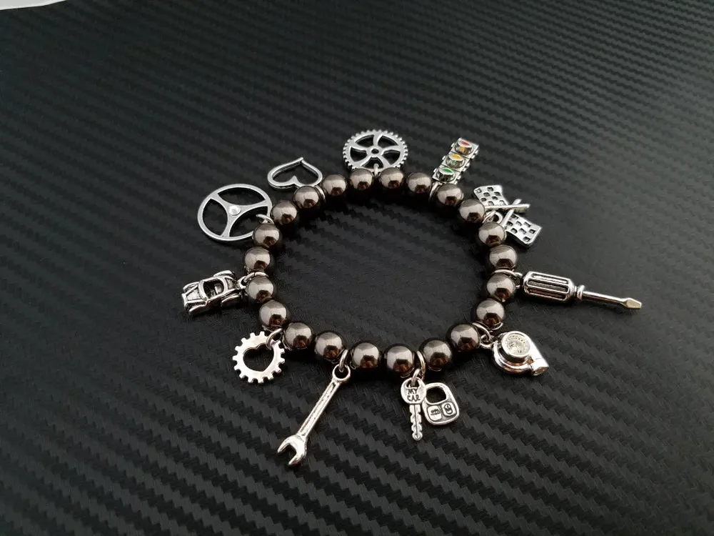 Beaded Car Part Charm Bracelet