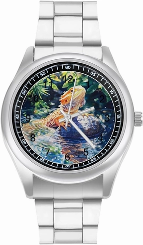 Bearded Dragon on Rock Casual Wrist Watches for Men Classic Business Dress Watch Big Face for Work Gym