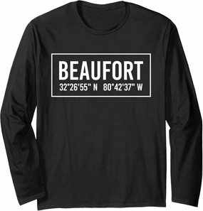 BEAUFORT SC SOUTH CAROLINA Funny City Coordinates Home Gift Long Sleeve T-Shirt