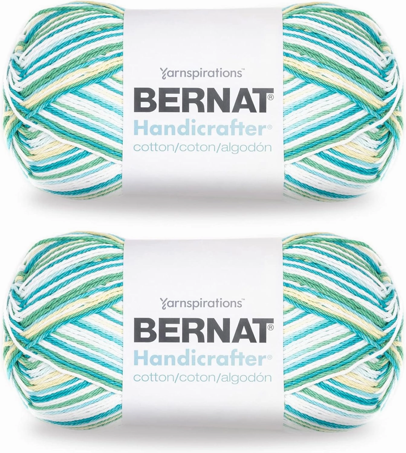 Bernat Handicrafter Cotton Big Ball Mod Ombre Yarn - 2 Pack of 340g/12oz - Cotton - 4 Medium (Worsted) - 608 Yards - Knitting/Crochet