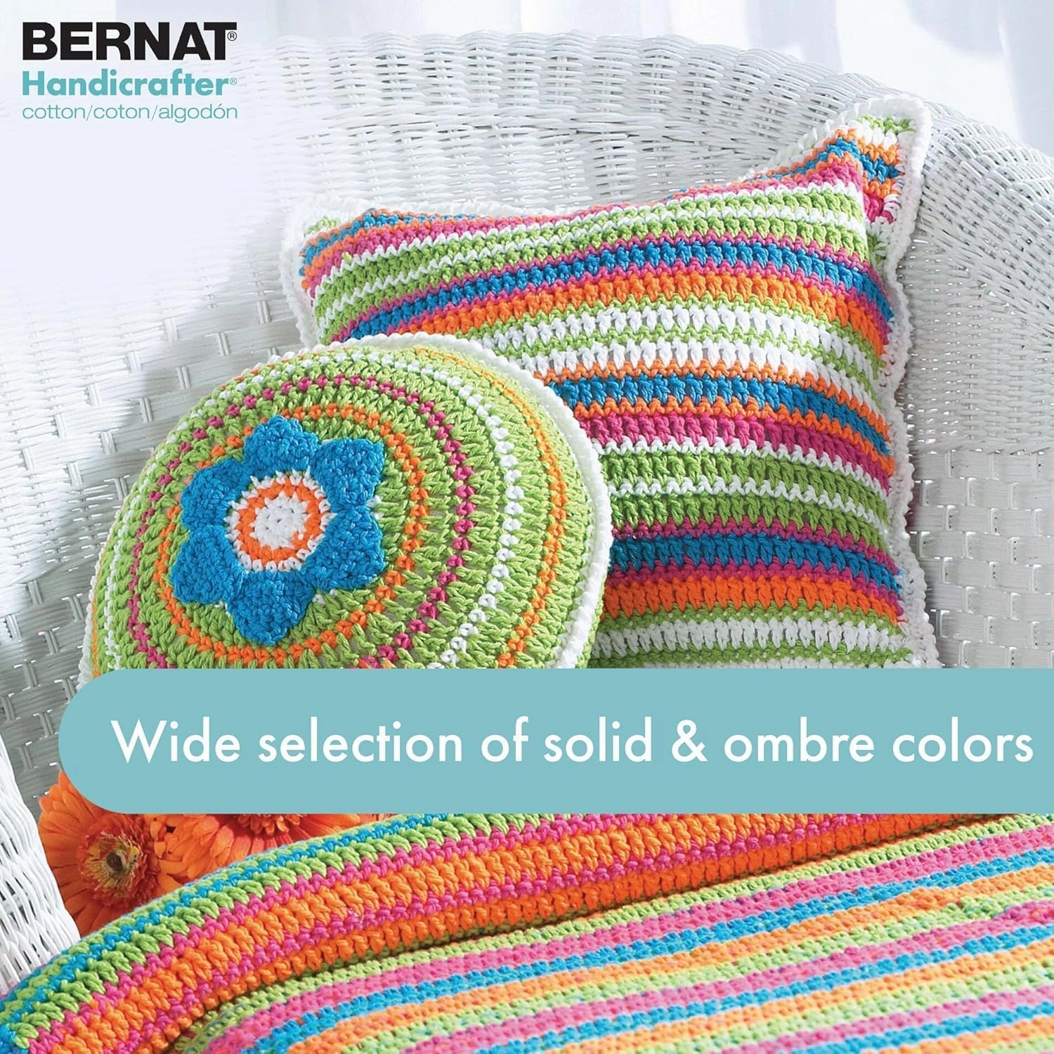 Bernat Handicrafter Cotton Big Ball Mod Ombre Yarn - 2 Pack of 340g/12oz - Cotton - 4 Medium (Worsted) - 608 Yards - Knitting/Crochet