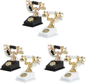 BESPORTBLE 3sets 2pcs Miniature Doll House Telephone Retro DIY Furniture Accessories Vintage Mini Telephone Figurines for Mini House Decoration Compact Realistic Design Friendly 2pcs*3