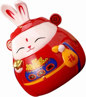 BESPORTBLE Fortunate Rabbit Piggy Bank Decorative Porcelain Bunny Coin Bank Cute Ceramic Money Change Pot Unique Adornment for Rabbit Figurine for Home Decor