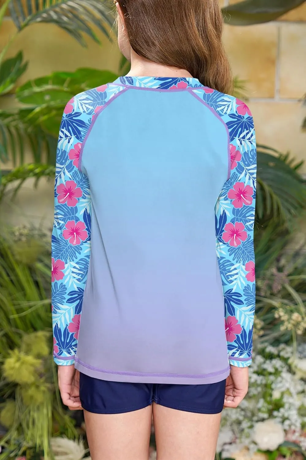 BesserBay Girls UV Protection Raglan Long Sleeve Rashguard Top 4-14 Years