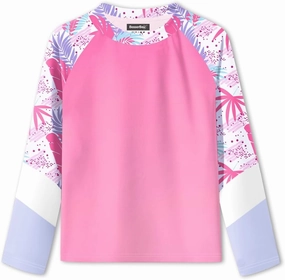 BesserBay Girl's UPF 50  Quick-Dry Tropical Long Sleeve Rash Guard Shirt 4-14 Years