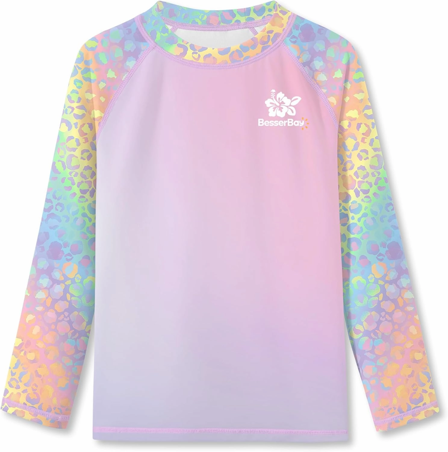 BesserBay Girls UV Protection Raglan Long Sleeve Rashguard Top 4-14 Years