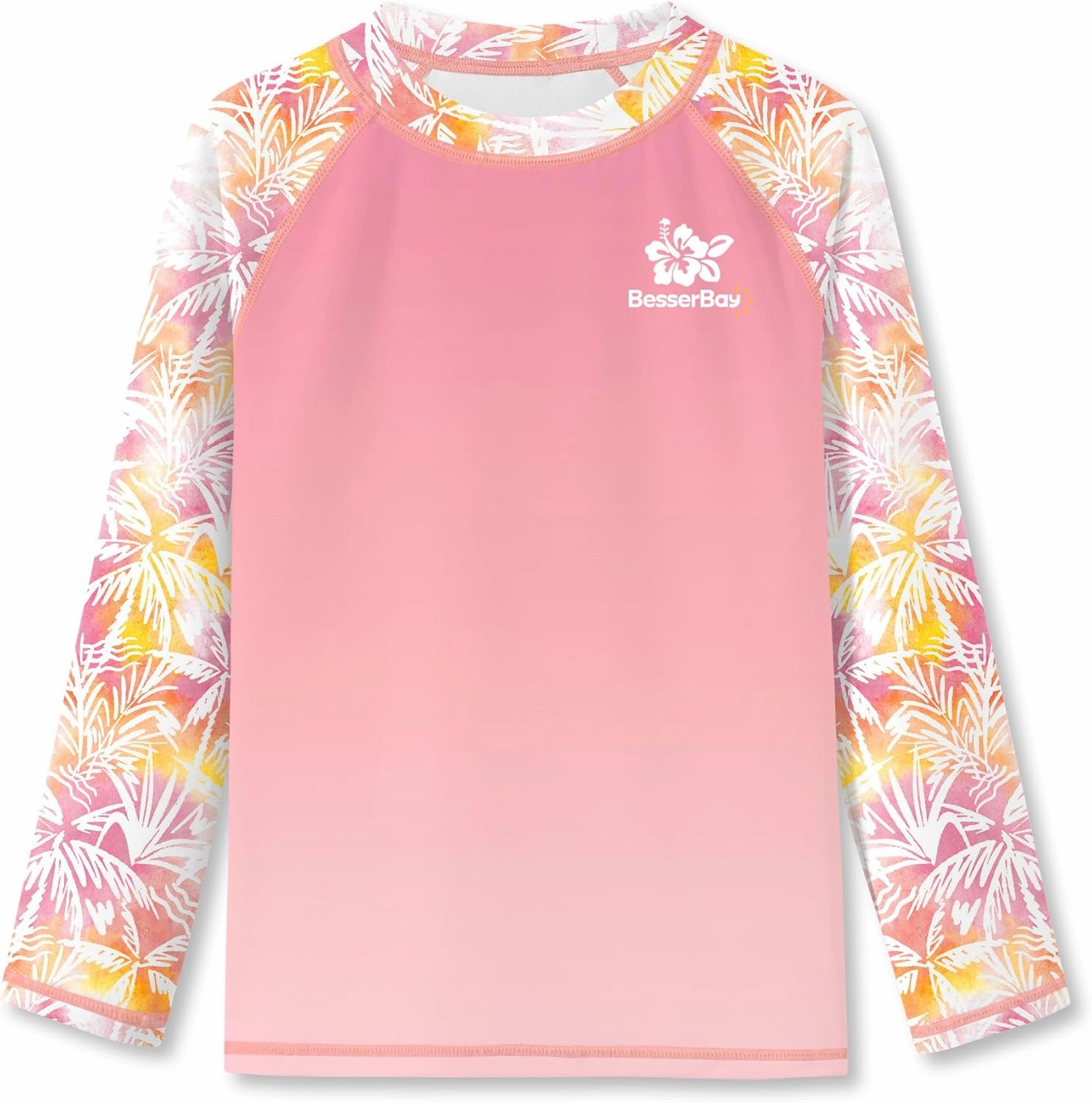 BesserBay Girls UV Protection Raglan Long Sleeve Rashguard Top 4-14 Years