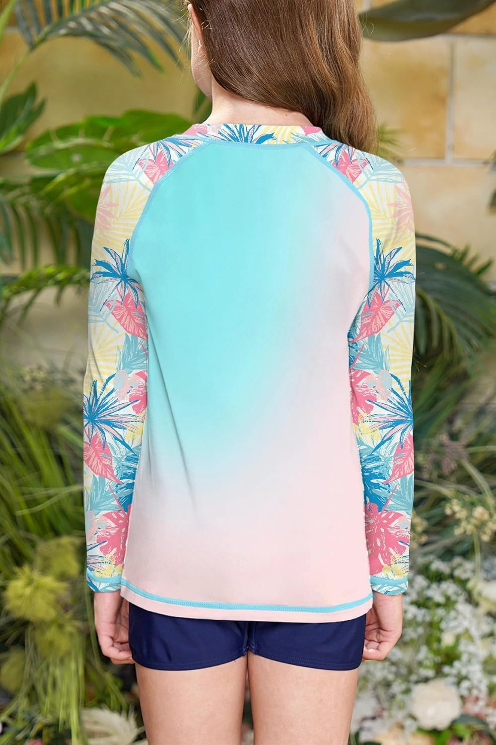 BesserBay Girls UV Protection Raglan Long Sleeve Rashguard Top 4-14 Years