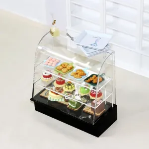 BESTonZON Miniature Cake Display Cabinet Adorable Dessert Showcase for Dollhouse Kitchen Scenes Compact Design and Bakery Decor for Model and Graduation Projects