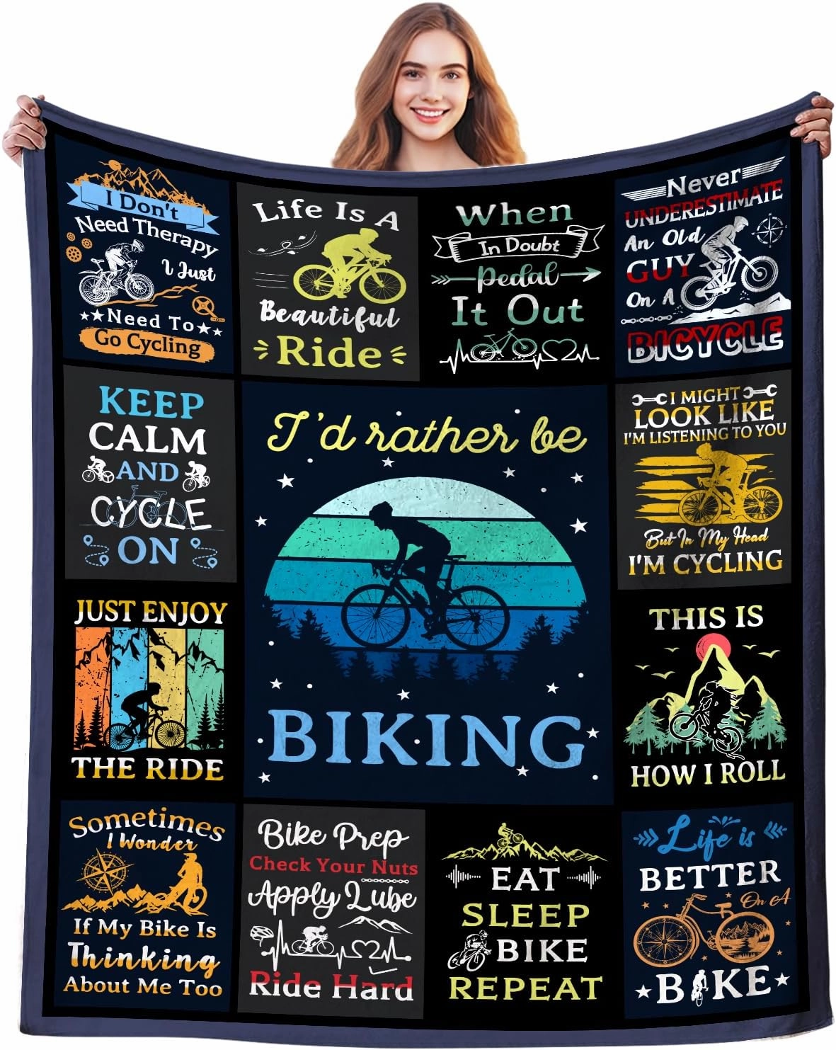 Bicycle Cycling Blanket for Men Unique,Mountain Biking Gifts for Men,Gifts for Cyclists,Gifts for A Bicycle Enthusiast,Biking Throw Blanket for Women Kids Adults 80"x60"