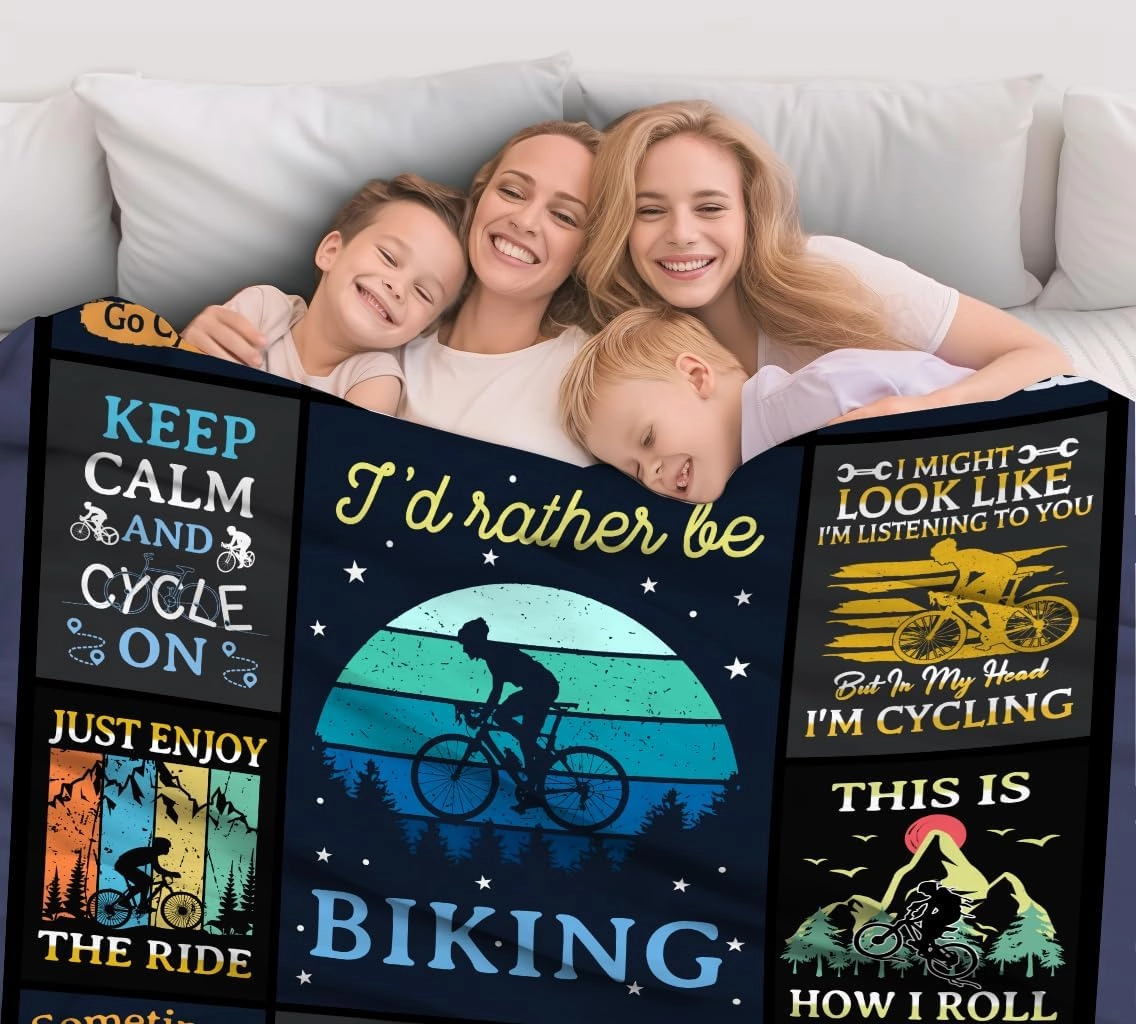 Bicycle Cycling Blanket for Men Unique,Mountain Biking Gifts for Men,Gifts for Cyclists,Gifts for A Bicycle Enthusiast,Biking Throw Blanket for Women Kids Adults 80"x60"