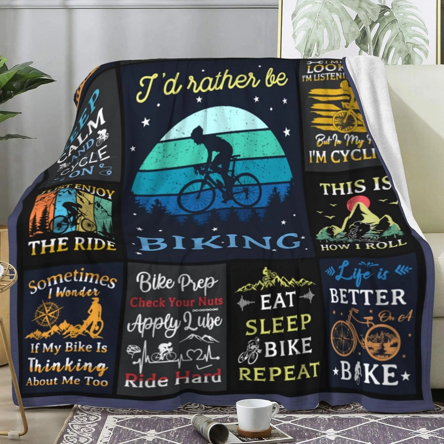 Bicycle Cycling Blanket for Men Unique,Mountain Biking Gifts for Men,Gifts for Cyclists,Gifts for A Bicycle Enthusiast,Biking Throw Blanket for Women Kids Adults 80"x60"