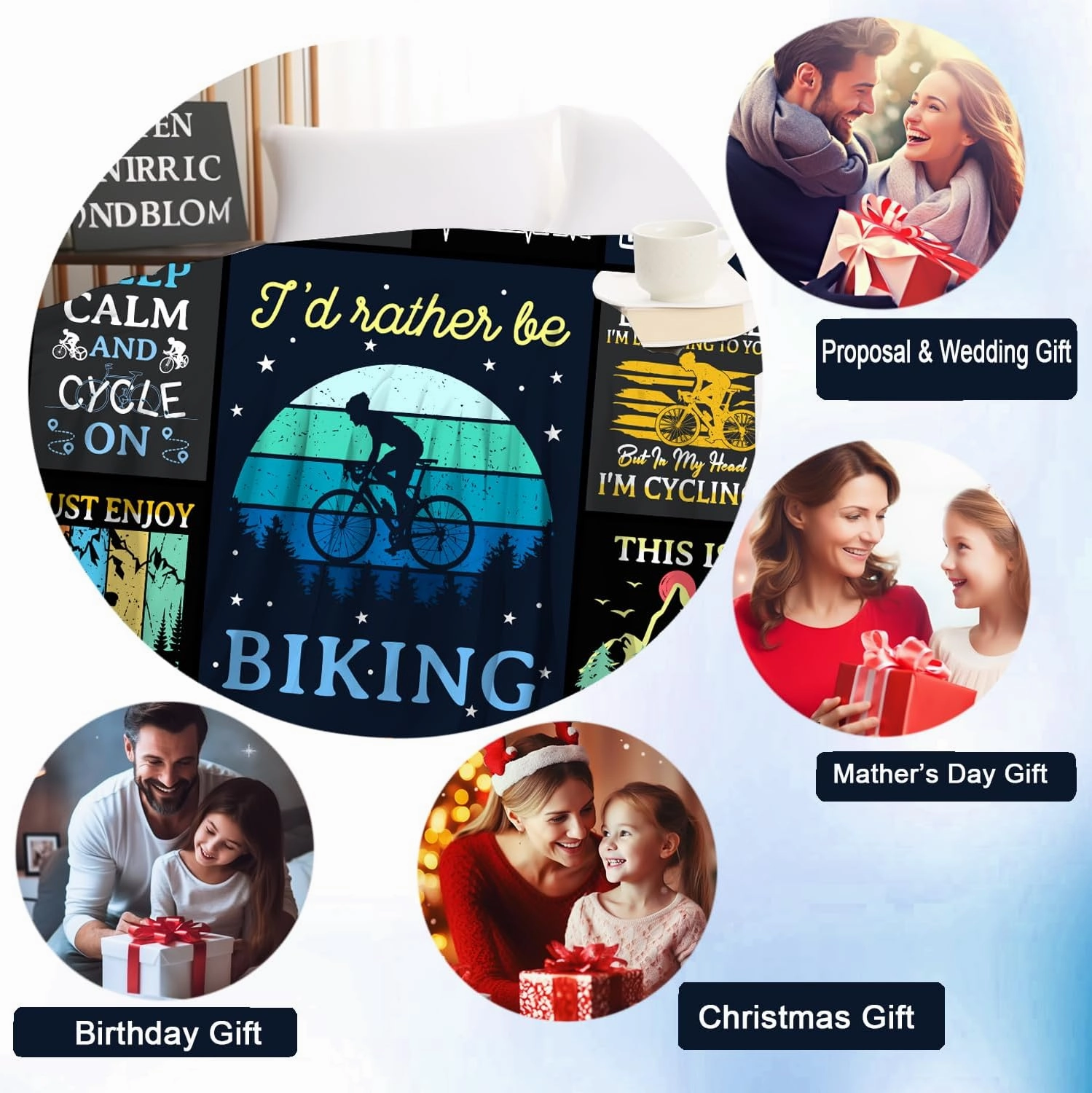 Bicycle Cycling Blanket for Men Unique,Mountain Biking Gifts for Men,Gifts for Cyclists,Gifts for A Bicycle Enthusiast,Biking Throw Blanket for Women Kids Adults 80"x60"
