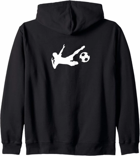 Bicycle Kick Soccer Player Silhouette Art Zip Hoodie