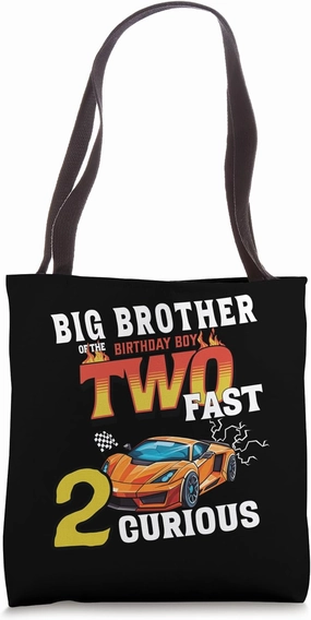 Big Brother Of The Two Years Old Birthday Boy Racing Car Tote Bag