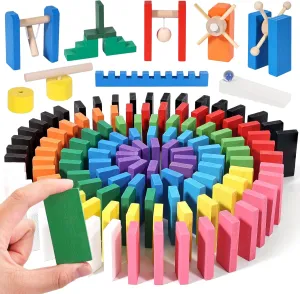 BigOtters 1080PCS Dominoes Set for Kids, Wooden Domino Blocks Colorful Dominos Tiles Educational Toy for Birthday Party Favor