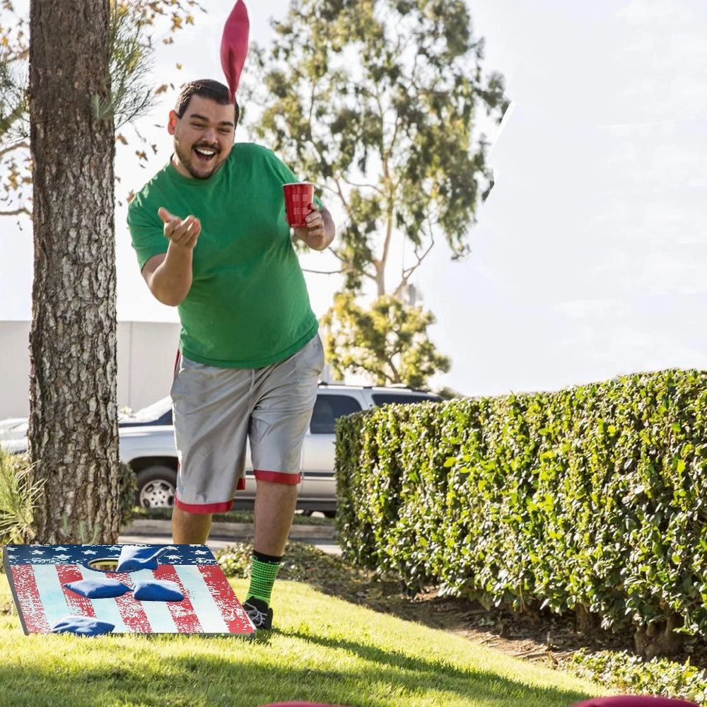 BIGTREE Cornhole Bean Bag Toss Game for Tailgating Outdoor Sports Activities USA American Flag