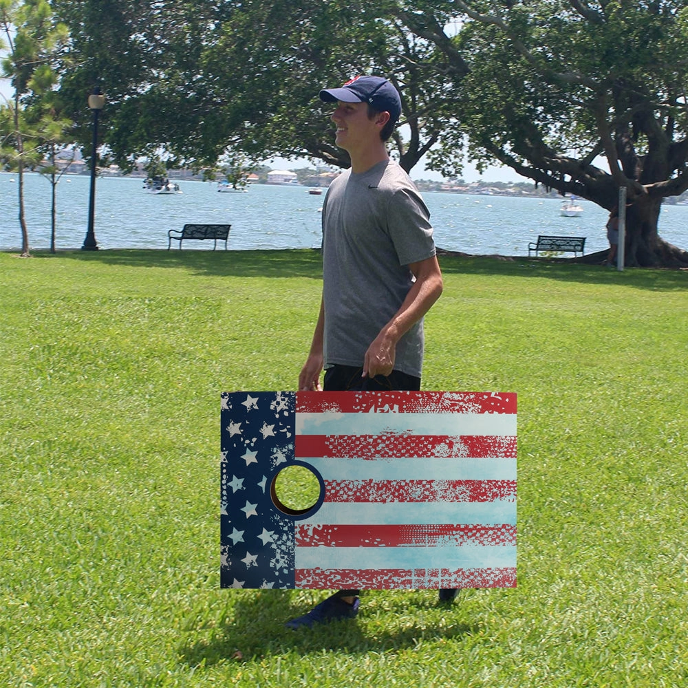 BIGTREE Cornhole Bean Bag Toss Game for Tailgating Outdoor Sports Activities USA American Flag