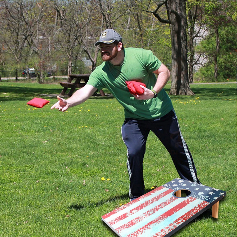 BIGTREE Cornhole Bean Bag Toss Game for Tailgating Outdoor Sports Activities USA American Flag