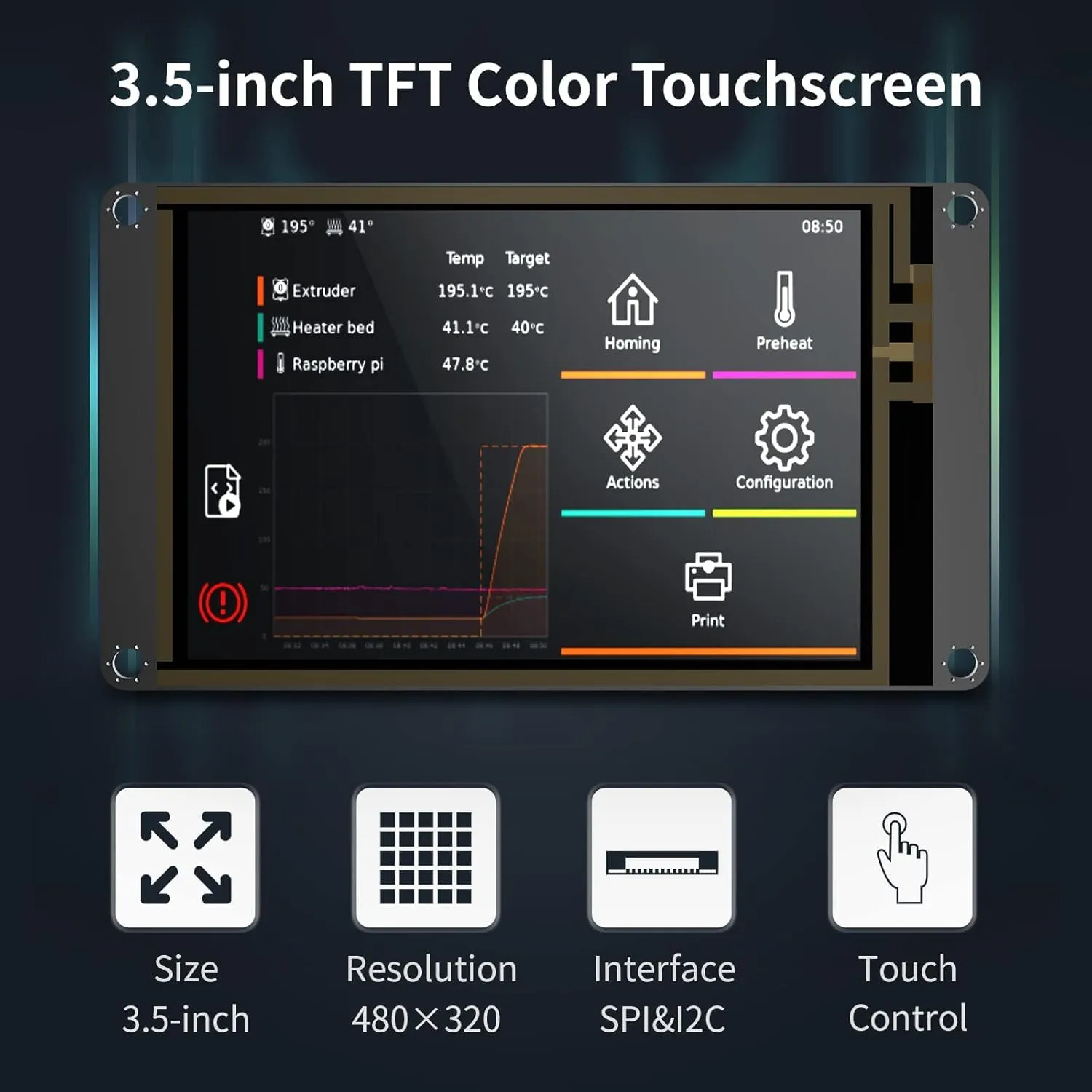 BIGTREETECH TFT35 SPI V2.1 Touch Screen Display 3.5 Inches Smart Controller Panel Use with CB1   BTT Manta E3EZ / Manta M8P / Manta M4P / Manta M5P to Run Klipper