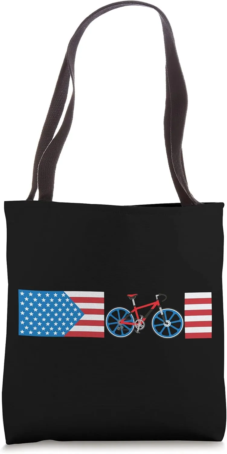 Bike Stripes USA Flag | Cool Biking Nationalistic Gift Tote Bag