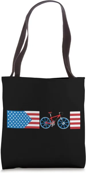 Bike Stripes USA Flag | Cool Biking Nationalistic Gift Tote Bag