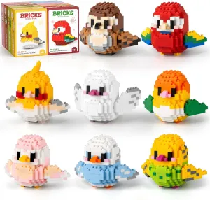 Bird Parrot Building Sets for Adults, 8 Pack Mini Birds Animal Party Favors for Kids 8-12, Goodie Bags Stuffers, Small Prize Toys Gifts for Teens Girls Boys