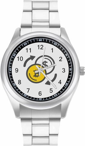 Bitcoins and Dollar Casual Wrist Watches for Men Classic Business Dress Watch Big Face for Work Gym