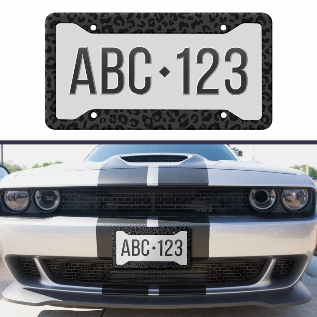 Black Leopard License Plate Frame
