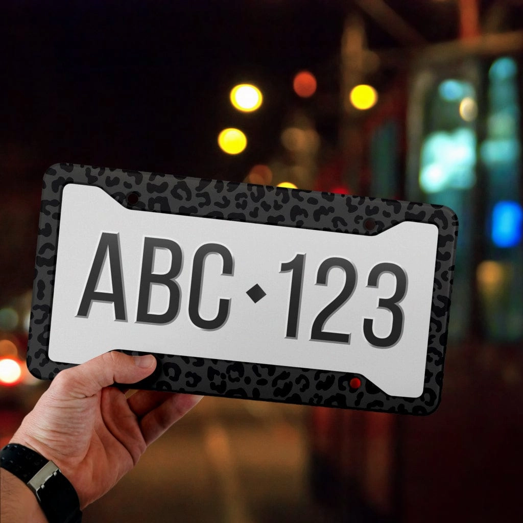 Black Leopard License Plate Frame