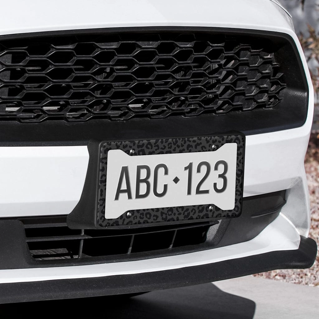 Black Leopard License Plate Frame