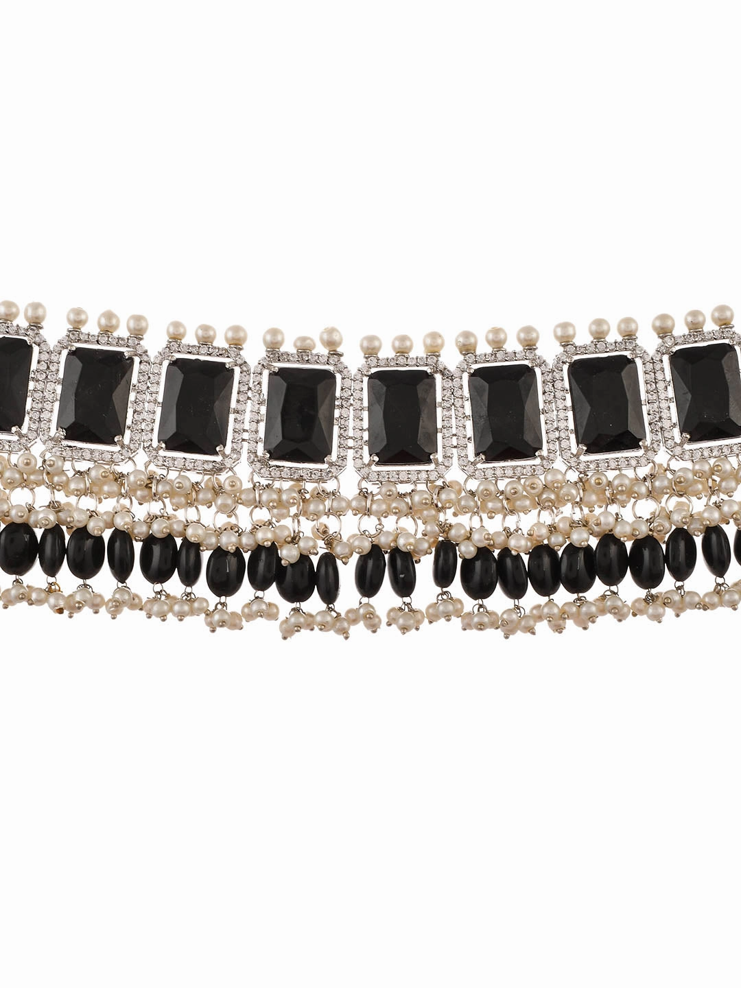Black Onyx And Pearl Choker Jewellery Set