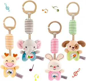 Blppldyci Baby Hanging Toys Infant Sensory Activities Car Seats Stroller Crib Games Montessori Learning Education Travel Essential for Newborns Toddlers Boys Girls Ages 3  Months, Pack of 4