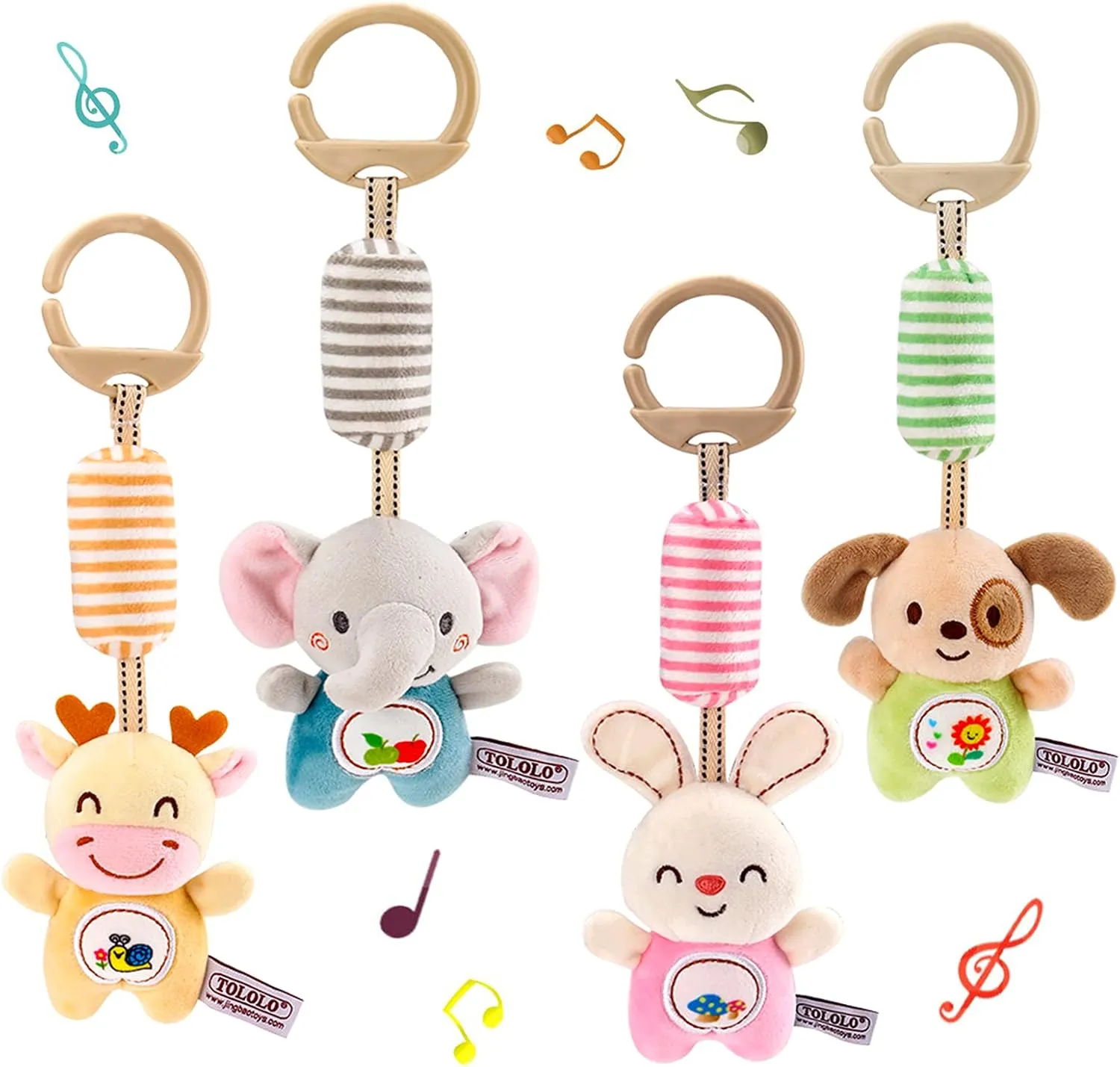 Blppldyci Baby Hanging Toys Infant Sensory Activities Car Seats Stroller Crib Games Montessori Learning Education Travel Essential for Newborns Toddlers Boys Girls Ages 3  Months, Pack of 4