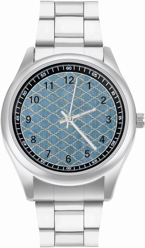 Blue Golden Diamond Pattern Casual Wrist Watches for Men Classic Business Dress Watch Big Face for Work Gym