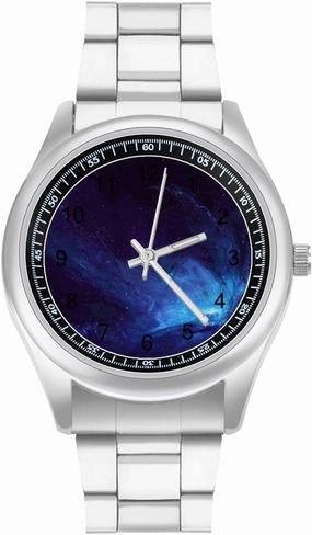 Blue Starry Sky Casual Wrist Watches for Men Classic Business Dress Watch Big Face for Work Gym, style