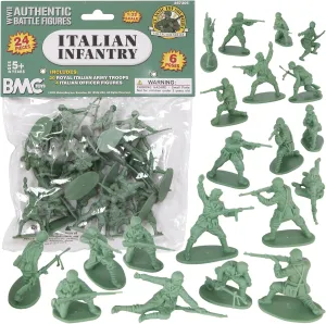BMC CTS WW2 Italian Plastic Army Men - 24pc Gray-Green Italy Soldier Figures