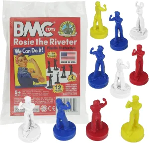 BMC Rosie The Riveter Plastic Figures - 12pc Red White Blue & Yellow - USA Made