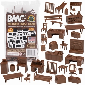 BMC Classic Marx Military Base Camp - 44pc Plastic Army Men Playset Accessories