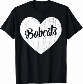 Bobcats School Sports Fan Team Spirit Mascot Cute Heart Gift T-Shirt