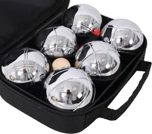 Bocce Balls Set, Outdoor Family Bocce Game for Backyard/Lawn/Beach - Set of 8 Poly-Resin Balls & 1 Pallino & Nylon Carrying Case & Measuring Rope (90mm) (Black70mm)