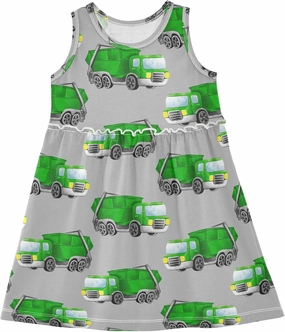 Boccsty Green Garbage Trucks Car Girls Dress Kids Toddler Casual Dresses Summer Dresses 2T