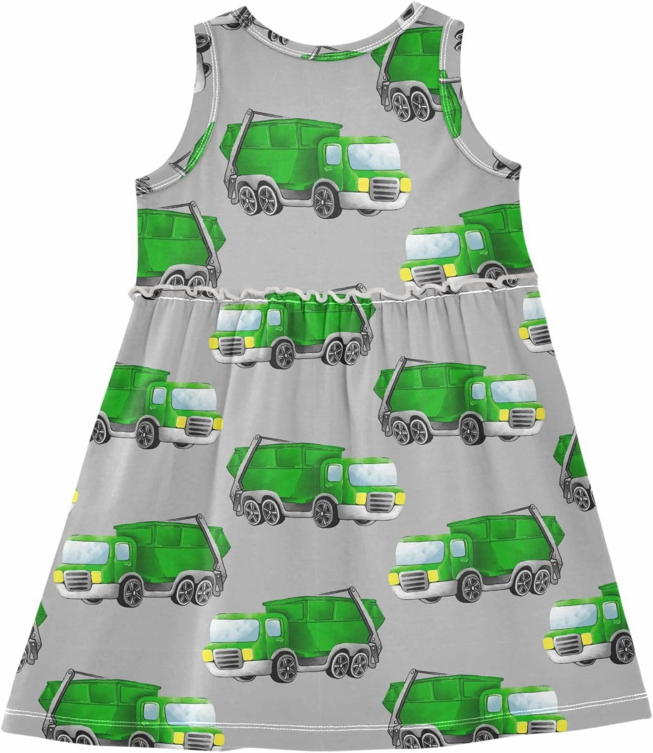 Boccsty Green Garbage Trucks Car Girls Dress Kids Toddler Casual Dresses Summer Dresses 2T