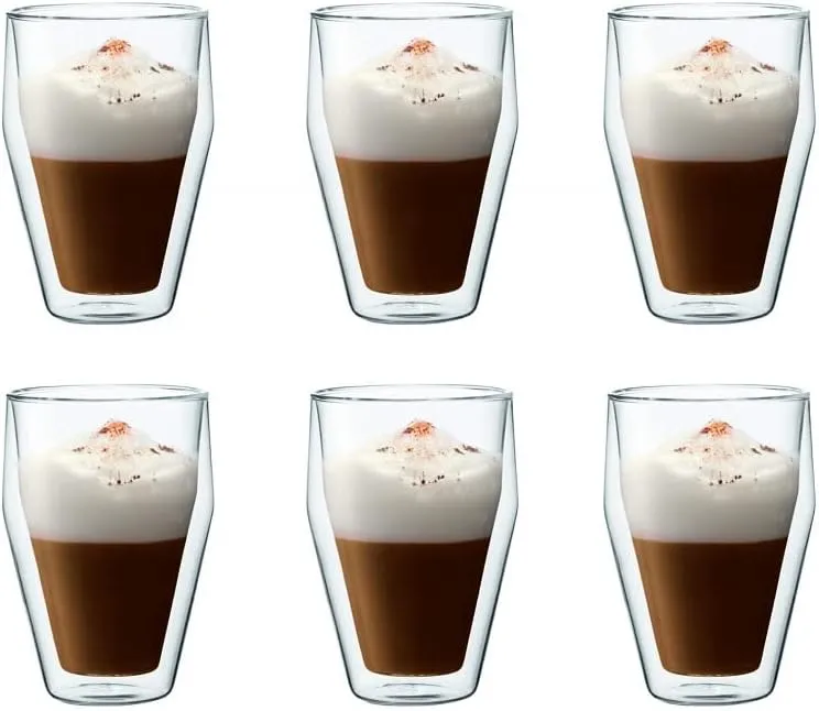 Bodum Titlis Set of 6 Double-Walled Stackable Glasses, transparent, 0,35 L