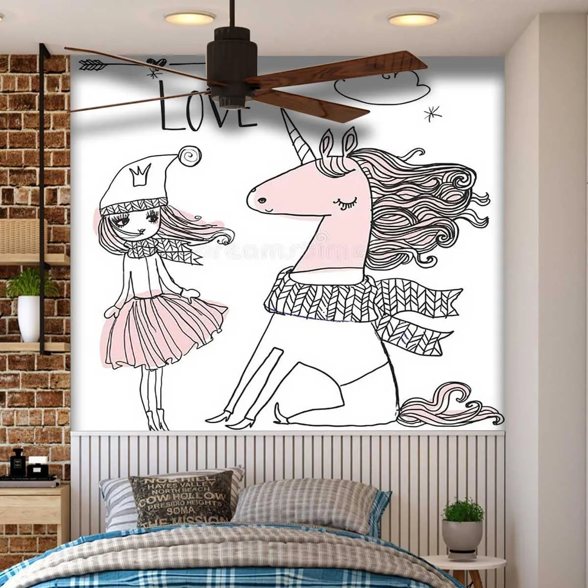 Boho Decor Peel and Stick Paper Cute Simple Kids Removable Backsplash for Renters Dollhouse No Extra Glue Needed (W) 137.8" X(H) 110"