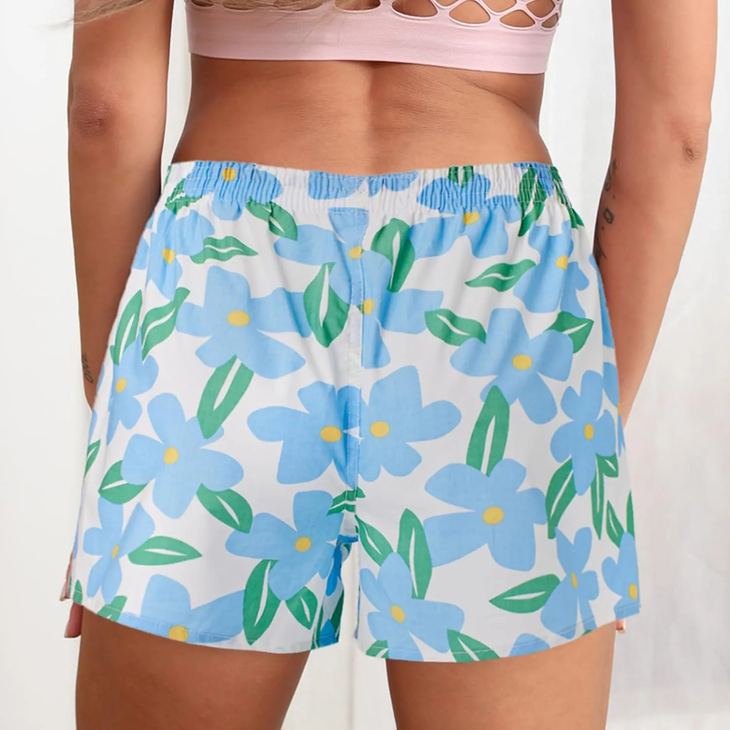 Boxer Shorts for Women Gingham Sleep Y2k Printed Boxers Pj Boxer Short Trendy Checkered Baggy Pj Boxers