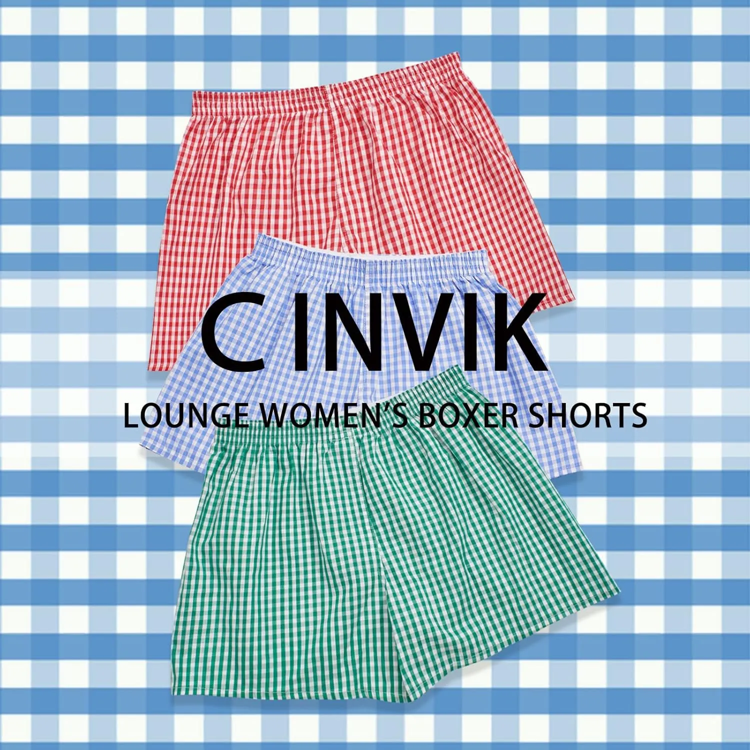 Boxer Shorts for Women Gingham Sleep Y2k Printed Boxers Pj Boxer Short Trendy Checkered Baggy Pj Boxers