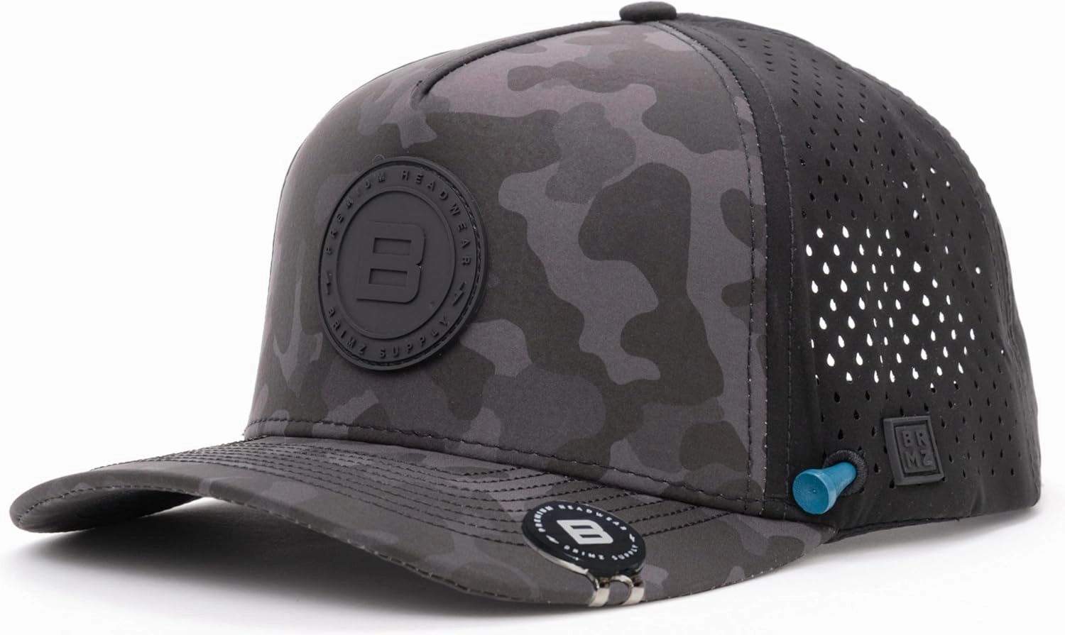 BRIMZ Golf Performance Hat - Tee Holder & Magnetic Ball Marker - Breathable, Sweat & Water Resistant Golfing Snapback Hat